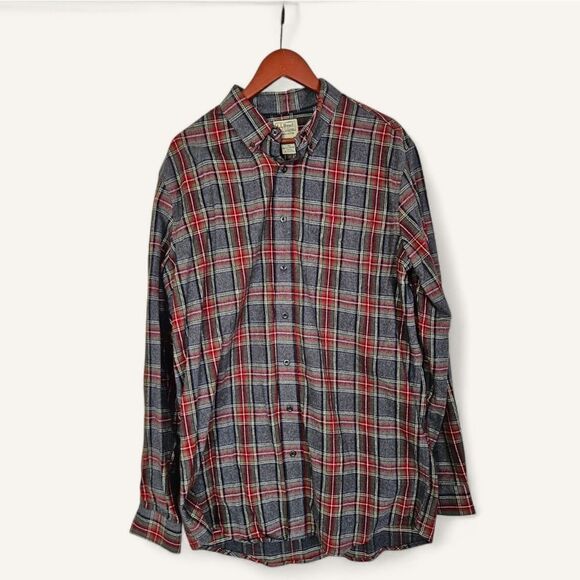NWOT L.L. Bean Scotch Plaid Soft Flannel Long Sleeve Button Down Shirt L - Tall - Picture 1 of 8